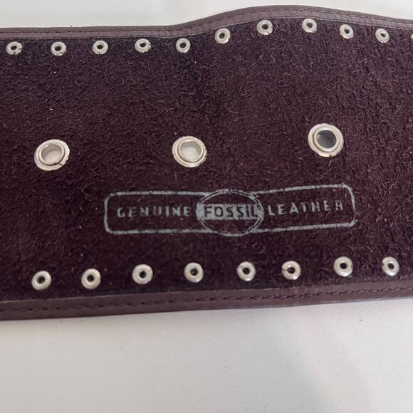 Fossil Boho Leather Womens Statement Belt Size S Brown Grommets Hippie Western - Picture 4 of 6